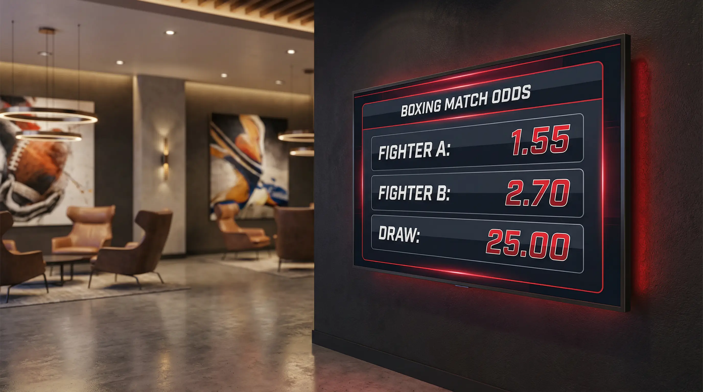 Wettquoten auf einer Anzeigetafel für einen Boxkampf – Boxen Quoten verstehen