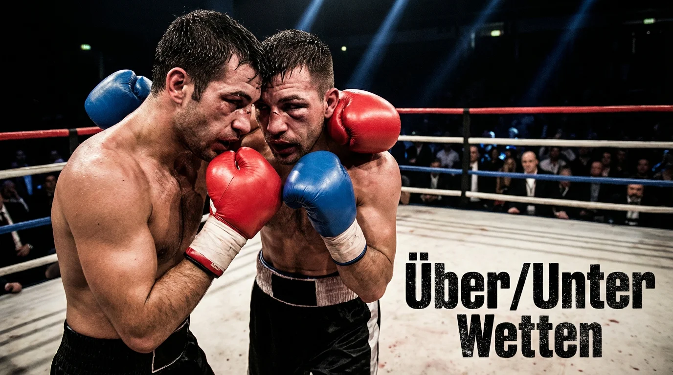 Zwei Boxer im Nahkampf während einer späten Runde im Boxring